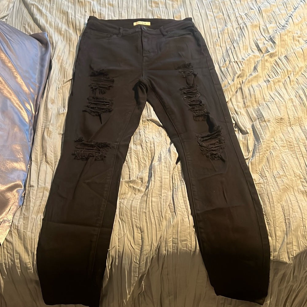 Black Ripped High Rise Jeans